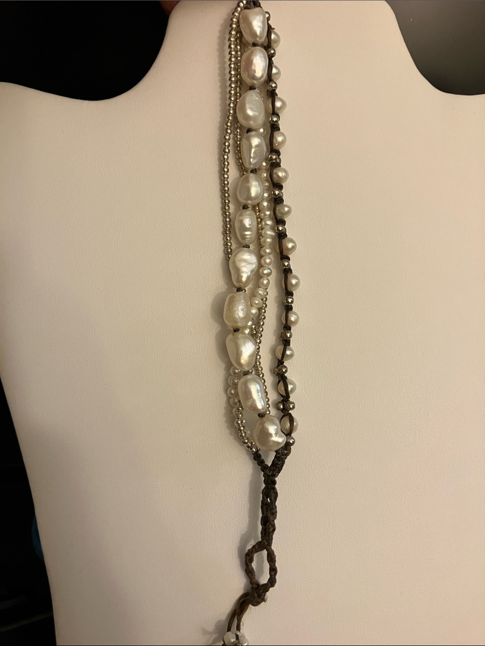 Nakamol Chicago Multi-Strand White Pearl bracelet with Metallic Accents - Picture 3 of 3